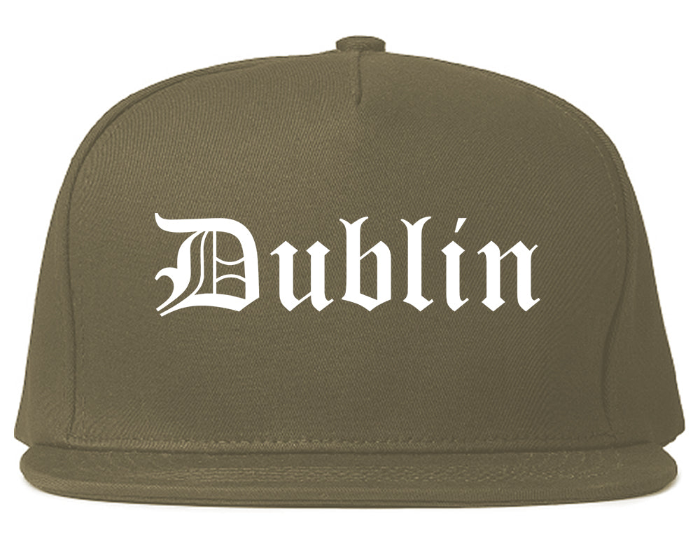 Dublin California CA Old English Mens Snapback Hat Grey