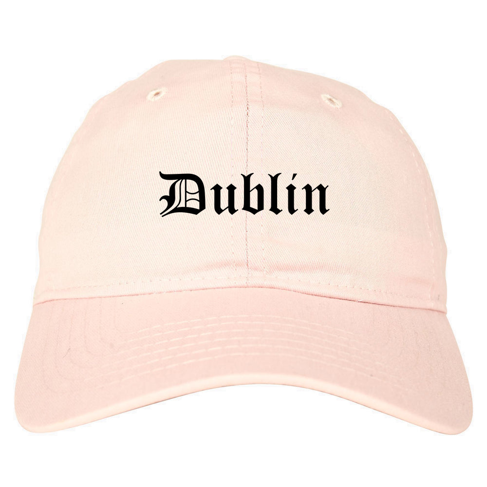 Dublin California CA Old English Mens Dad Hat Baseball Cap Pink
