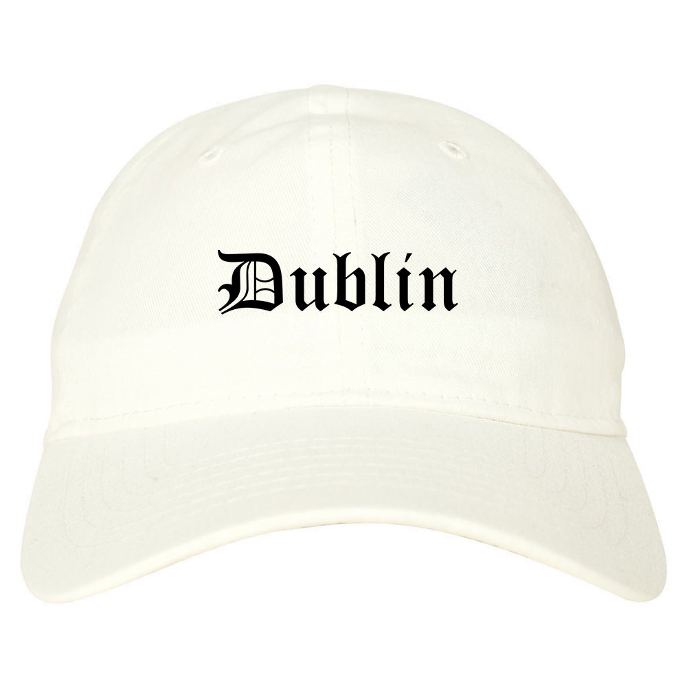 Dublin California CA Old English Mens Dad Hat Baseball Cap White