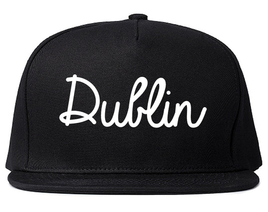 Dublin California CA Script Mens Snapback Hat Black