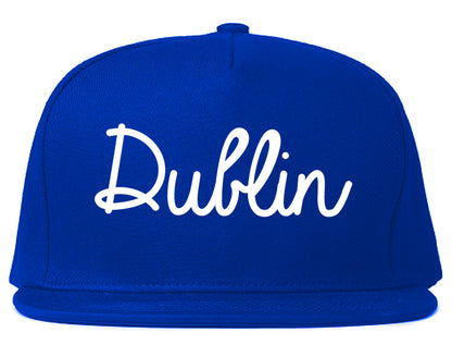 Dublin California CA Script Mens Snapback Hat Royal Blue