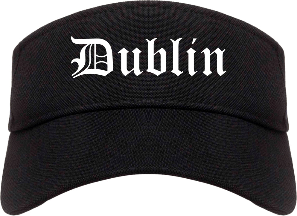 Dublin California CA Old English Mens Visor Cap Hat Black