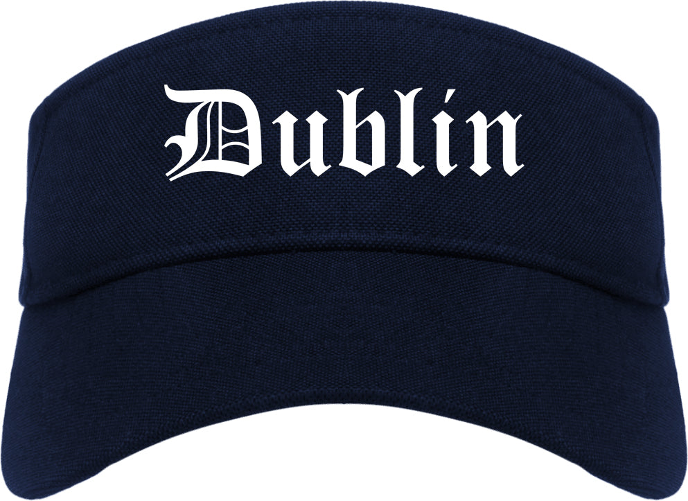 Dublin California CA Old English Mens Visor Cap Hat Navy Blue