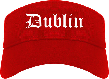 Dublin California CA Old English Mens Visor Cap Hat Red