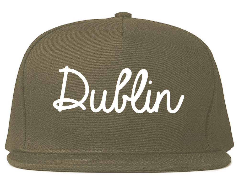 Dublin Georgia GA Script Mens Snapback Hat Grey