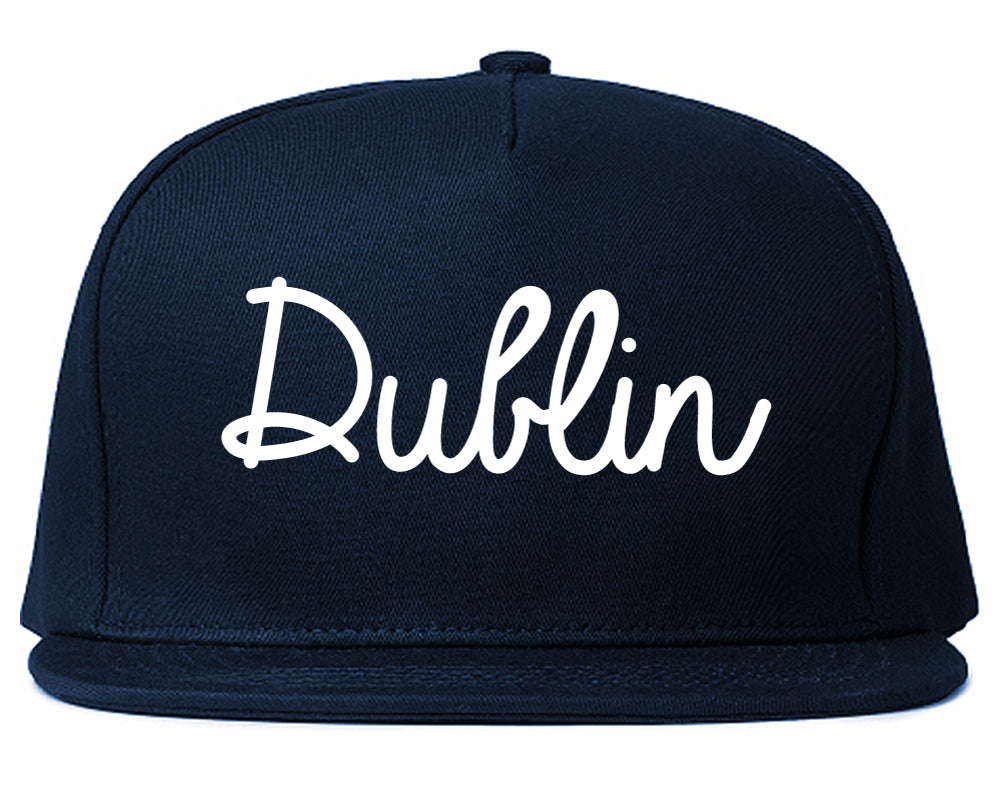 Dublin Georgia GA Script Mens Snapback Hat Navy Blue