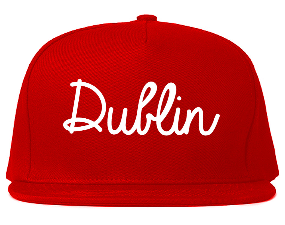 Dublin Georgia GA Script Mens Snapback Hat Red
