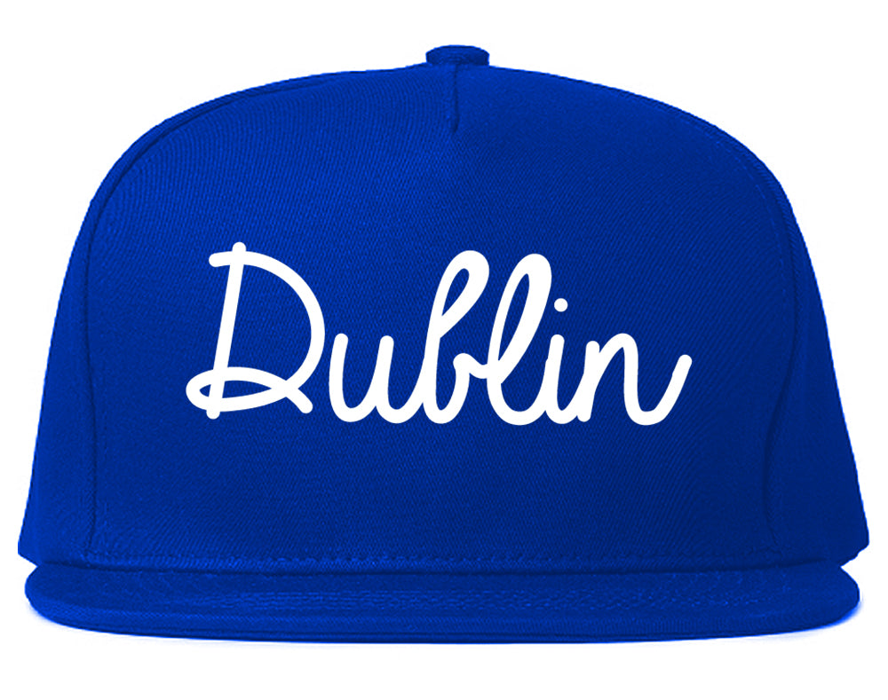 Dublin Georgia GA Script Mens Snapback Hat Royal Blue