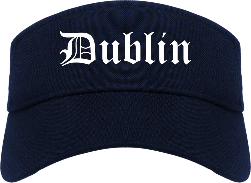Dublin Georgia GA Old English Mens Visor Cap Hat Navy Blue