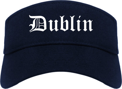 Dublin Georgia GA Old English Mens Visor Cap Hat Navy Blue