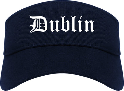 Dublin Ohio OH Old English Mens Visor Cap Hat Navy Blue