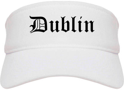 Dublin Ohio OH Old English Mens Visor Cap Hat White