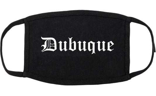 Dubuque Iowa IA Old English Cotton Face Mask Black
