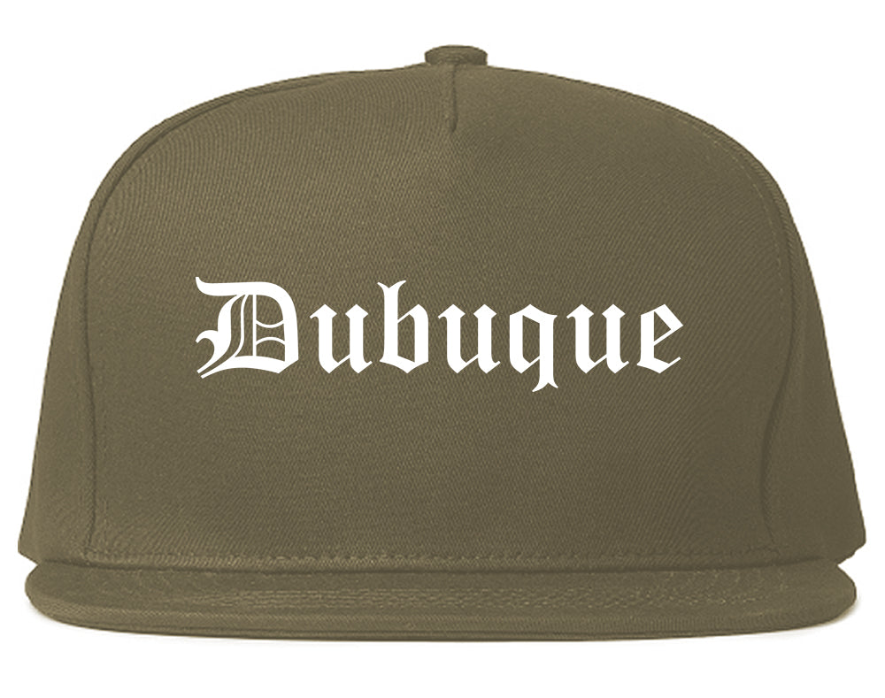 Dubuque Iowa IA Old English Mens Snapback Hat Grey