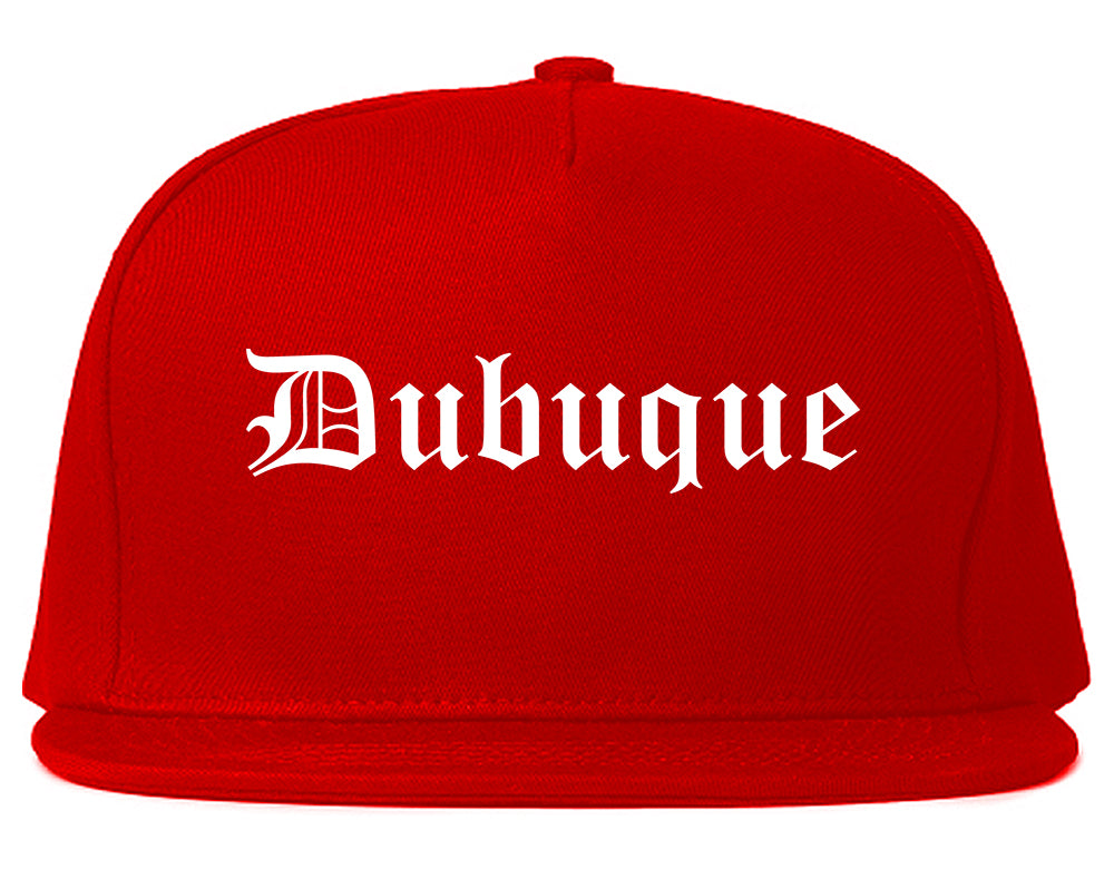 Dubuque Iowa IA Old English Mens Snapback Hat Red