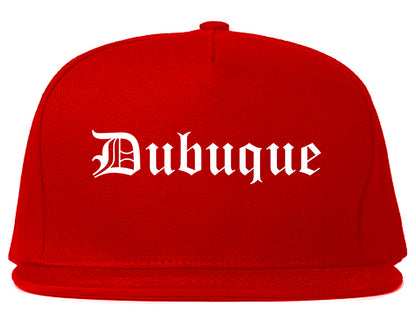 Dubuque Iowa IA Old English Mens Snapback Hat Red