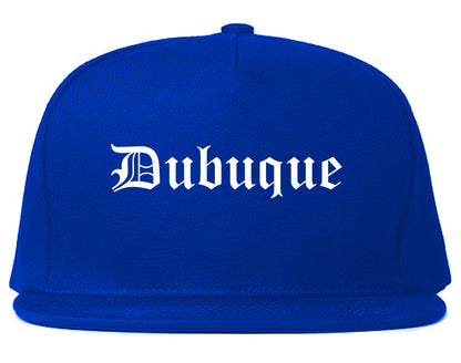 Dubuque Iowa IA Old English Mens Snapback Hat Royal Blue