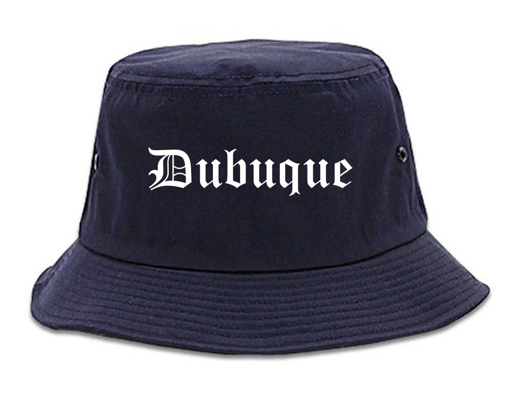 Dubuque Iowa IA Old English Mens Bucket Hat Navy Blue