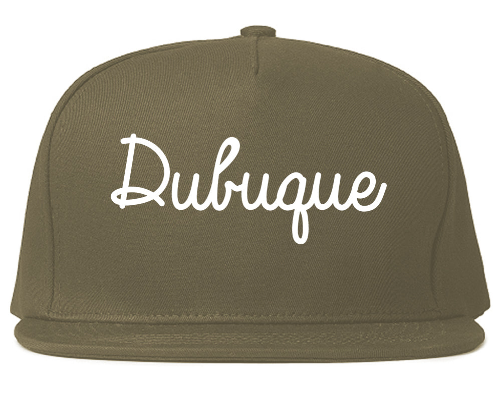 Dubuque Iowa IA Script Mens Snapback Hat Grey