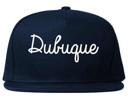 Dubuque Iowa IA Script Mens Snapback Hat Navy Blue