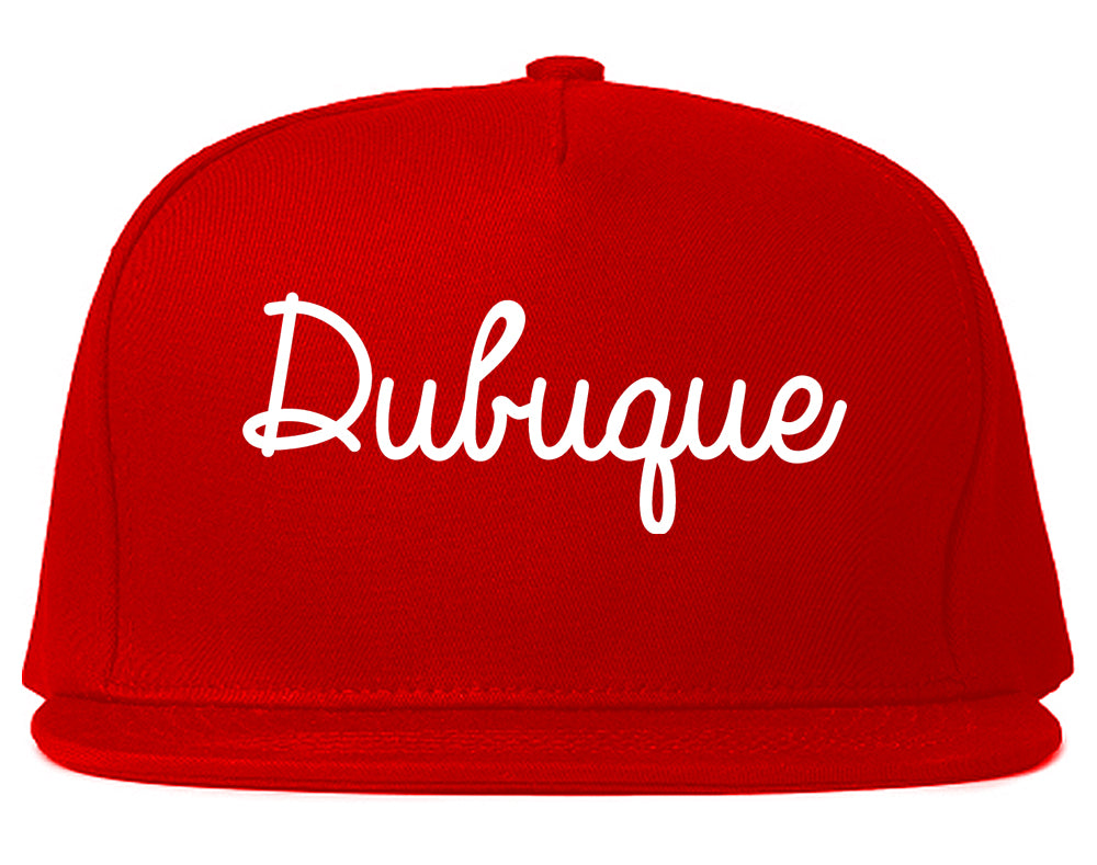Dubuque Iowa IA Script Mens Snapback Hat Red