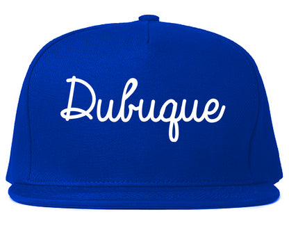 Dubuque Iowa IA Script Mens Snapback Hat Royal Blue