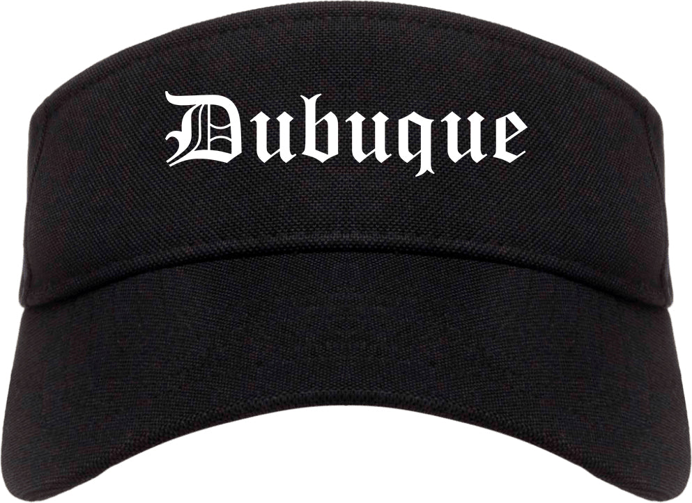 Dubuque Iowa IA Old English Mens Visor Cap Hat Black
