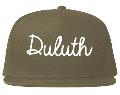 Duluth Georgia GA Script Mens Snapback Hat Grey