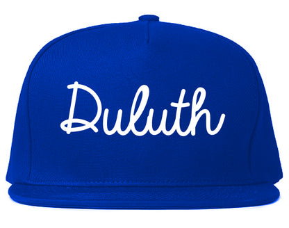 Duluth Georgia GA Script Mens Snapback Hat Royal Blue