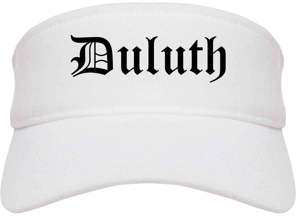 Duluth Georgia GA Old English Mens Visor Cap Hat White