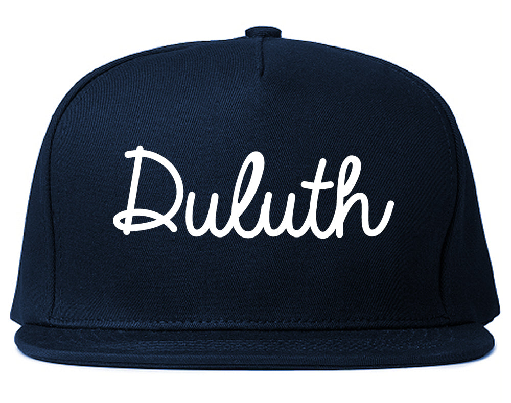 Duluth Minnesota MN Script Mens Snapback Hat Navy Blue
