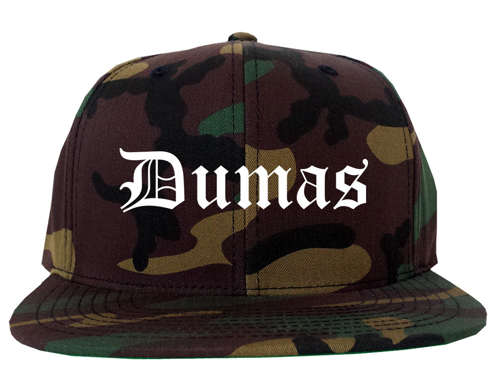 Dumas Arkansas AR Old English Mens Snapback Hat Army Camo
