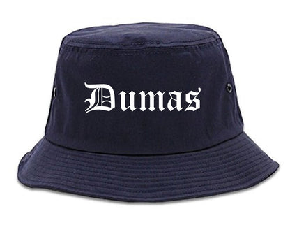 Dumas Arkansas AR Old English Mens Bucket Hat Navy Blue