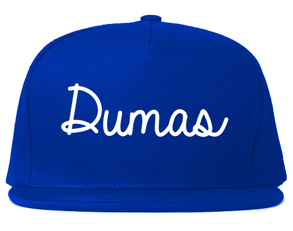 Dumas Arkansas AR Script Mens Snapback Hat Royal Blue