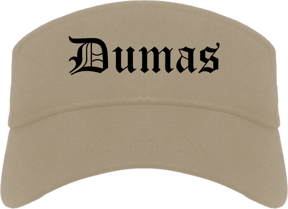 Dumas Arkansas AR Old English Mens Visor Cap Hat Khaki