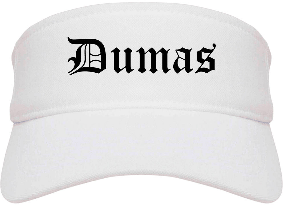Dumas Arkansas AR Old English Mens Visor Cap Hat White