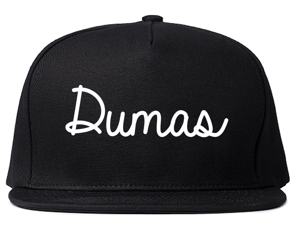 Dumas Texas TX Script Mens Snapback Hat Black