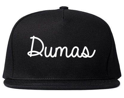 Dumas Texas TX Script Mens Snapback Hat Black