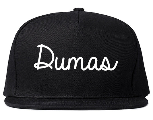 Dumas Texas TX Script Mens Snapback Hat Black