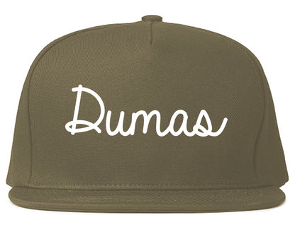 Dumas Texas TX Script Mens Snapback Hat Grey