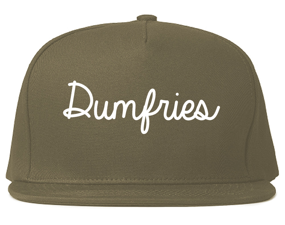 Dumfries Virginia VA Script Mens Snapback Hat Grey