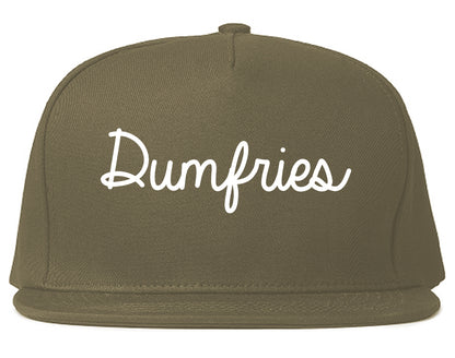 Dumfries Virginia VA Script Mens Snapback Hat Grey