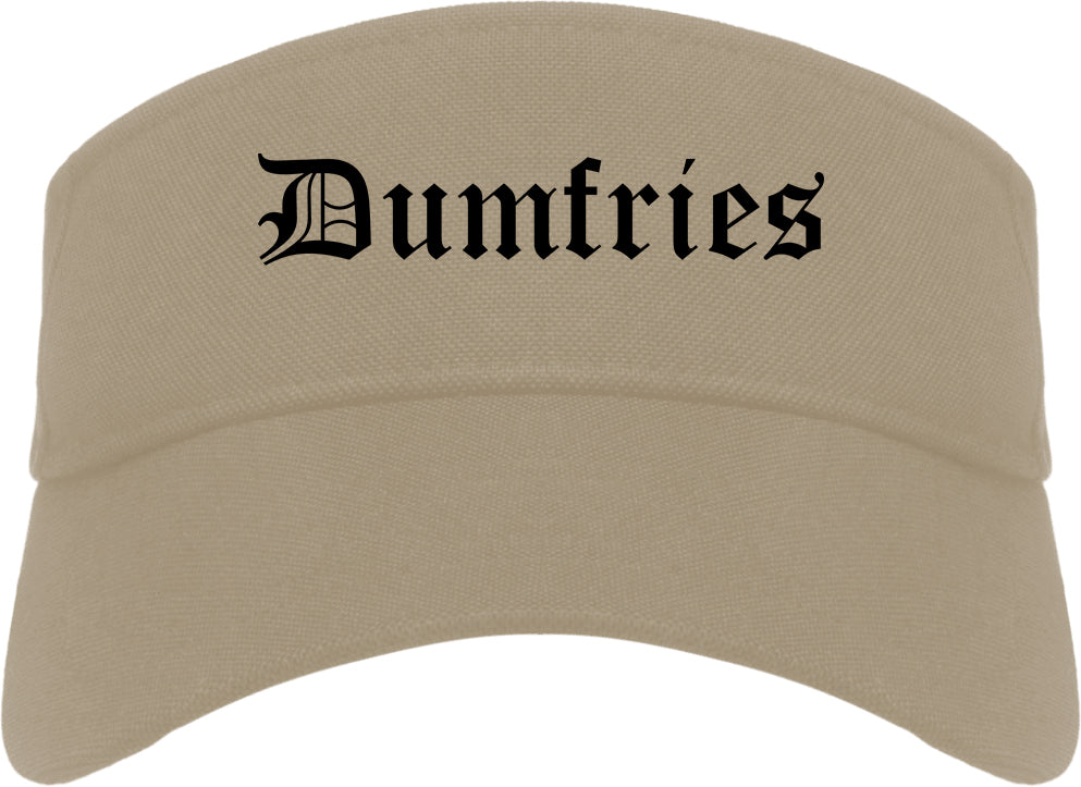 Dumfries Virginia VA Old English Mens Visor Cap Hat Khaki