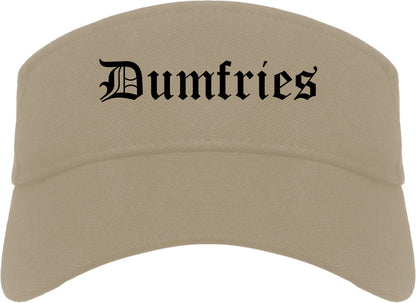 Dumfries Virginia VA Old English Mens Visor Cap Hat Khaki