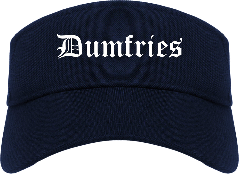 Dumfries Virginia VA Old English Mens Visor Cap Hat Navy Blue