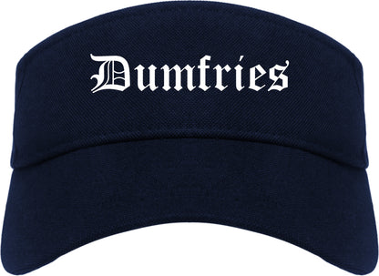 Dumfries Virginia VA Old English Mens Visor Cap Hat Navy Blue