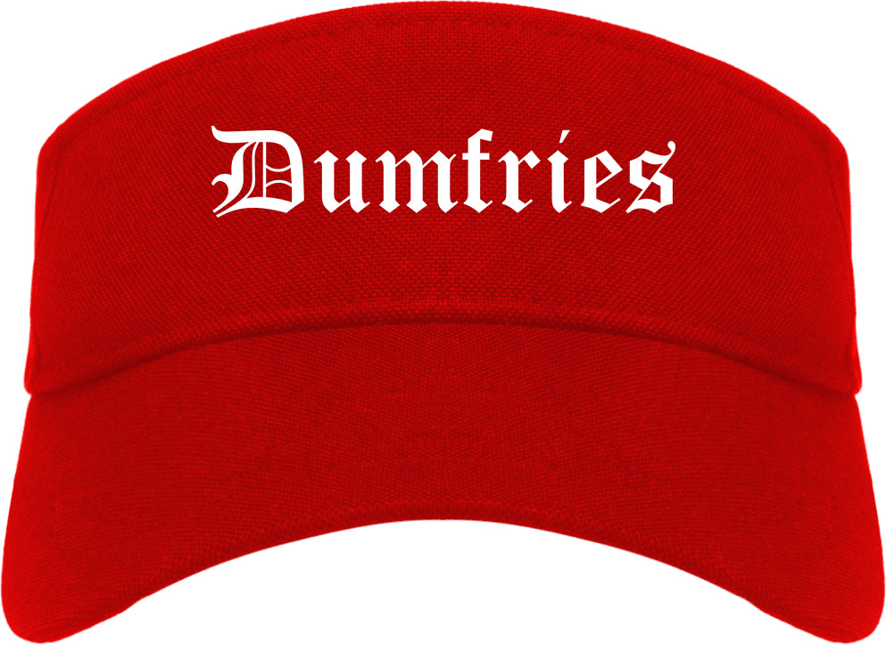 Dumfries Virginia VA Old English Mens Visor Cap Hat Red