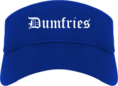 Dumfries Virginia VA Old English Mens Visor Cap Hat Royal Blue