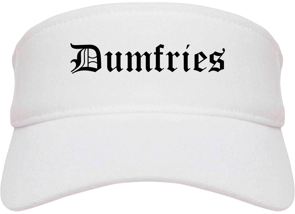 Dumfries Virginia VA Old English Mens Visor Cap Hat White