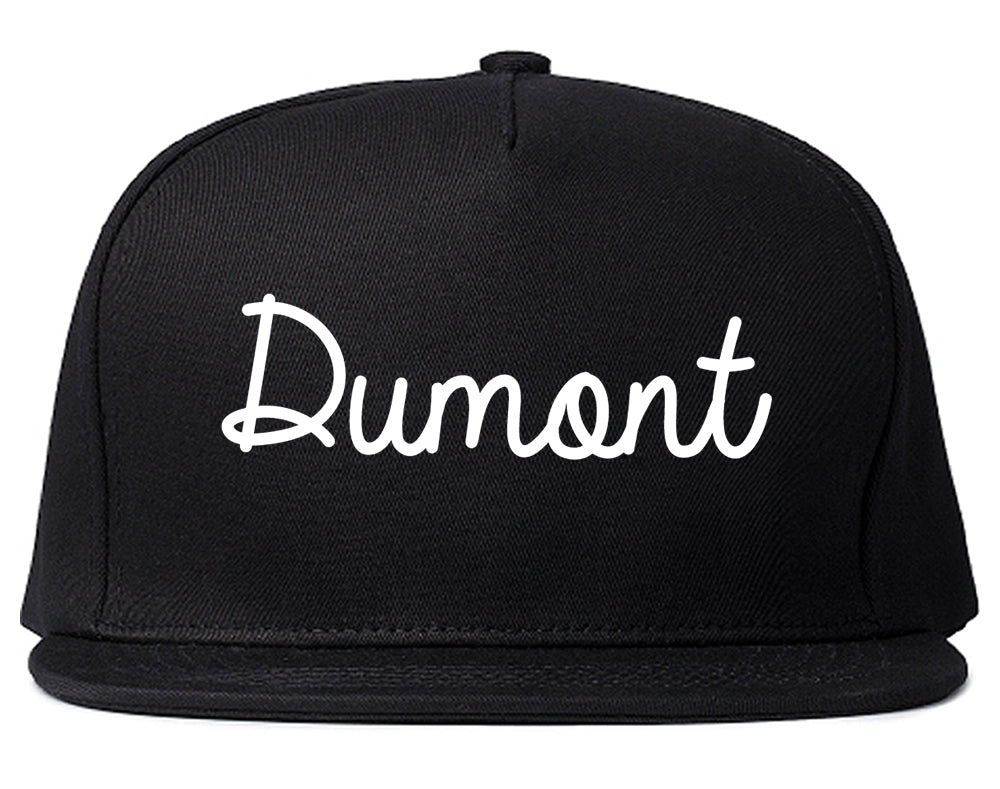 Dumont New Jersey NJ Script Mens Snapback Hat Black